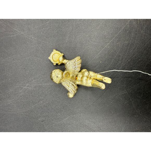 Set of 4 Vintage Gold Plastic Cherub Angel Christmas Ornaments - Picture 8 of 8